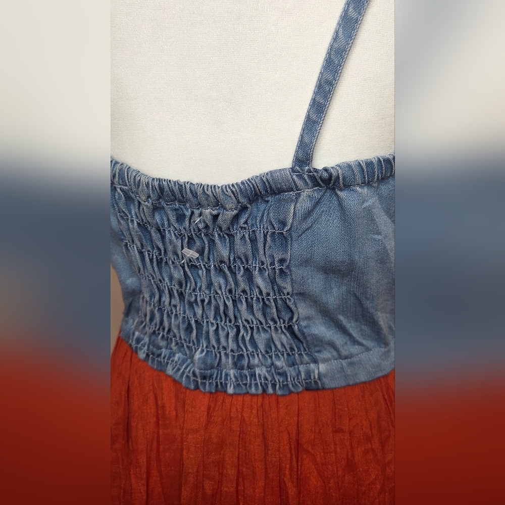 Chic Denim and Rust Maxi Dress Size Smal NWOT - Picture 8 of 15